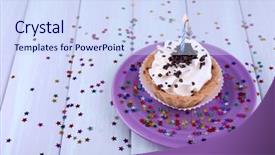  Presentation with cup cake - Audience pleasing theme consisting of birthday cup cake with candle backdrop and a  colored foreground