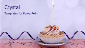  Presentation with cup cake - Presentation theme with birthday cup cake with candle background and a  colored foreground