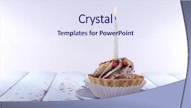  Presentation with cup cake - Presentation theme featuring birthday cup cake with candle background and a  colored foreground