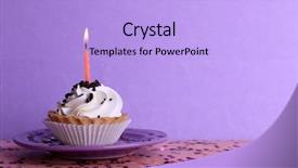  Presentation with cup cake - Presentation enhanced with birthday cup cake with candle background and a light blue colored foreground