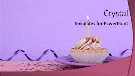  Presentation with cup cake - Audience pleasing presentation theme consisting of birthday cup cake with candle backdrop and a  colored foreground