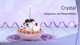  Presentation with cup cake - Beautiful presentation featuring birthday cup cake with candle backdrop and a sky blue colored foreground