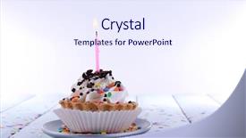  Presentation with cup cake - Presentation theme enhanced with birthday cup cake with candle background and a  colored foreground