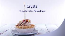  Presentation with cup cake - Cool new slides with birthday cup cake with candle backdrop and a sky blue colored foreground