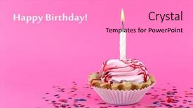  Presentation with cup cake - PPT layouts featuring birthday cup cake with candle background and a  colored foreground