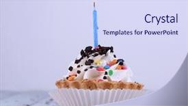  Presentation with cup cake - PPT theme having birthday cup cake with candle background and a  colored foreground