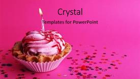  Presentation with cup cake - Audience pleasing slides consisting of birthday cup cake with candle backdrop and a  colored foreground