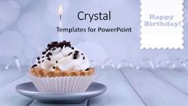 Presentation with cup cake - Amazing theme having birthday cup cake with candle backdrop and a light blue colored foreground