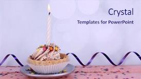  Presentation with cup cake - Colorful slide deck enhanced with birthday cup cake with candle backdrop and a  colored foreground