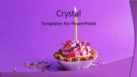  Presentation with cup cake - Colorful slide set enhanced with birthday cup cake with candle backdrop and a  colored foreground
