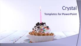  Presentation with cup cake - Theme with birthday cup cake with candle background and a  colored foreground