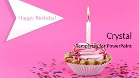  Presentation with cup cake - Amazing slide deck having birthday cup cake with candle backdrop and a  colored foreground