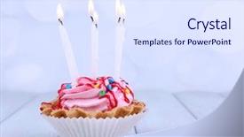  Presentation with cup cake - Cool new PPT theme with birthday cup cake with candles backdrop and a  colored foreground