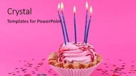  Presentation with birthday cake colorful candles - Theme featuring birthday cup cake with candles background and a  colored foreground