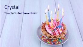  Presentation with cup cake - Presentation theme having birthday cup cake with candles background and a  colored foreground