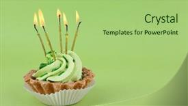  Presentation with cup cake - Presentation theme featuring birthday cup cake with candles background and a  colored foreground