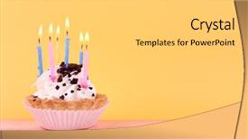  Presentation with cup cake - Presentation theme consisting of birthday cup cake with candles background and a  colored foreground