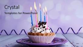  Presentation with cup cake - Amazing presentation theme having birthday cup cake with candles backdrop and a light blue colored foreground