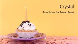  Presentation with cup cake - Theme with birthday cup cake with candles background and a  colored foreground