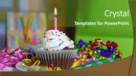  Presentation with cup cake - Colorful slides enhanced with birthday cup cake with one backdrop and a tawny brown colored foreground
