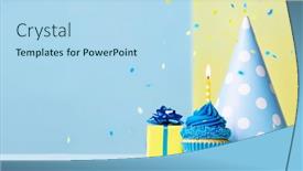  Presentation with confetti - Audience pleasing slides consisting of birthday-cupcake-background-with-birthday backdrop and a light blue colored foreground