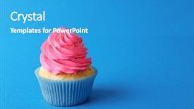  Presentation with blue and silver birthday - Presentation design with birthday cupcake on blue background background and a  colored foreground