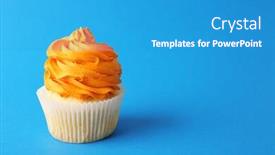  Presentation with cupcake - Cool new presentation theme with birthday-cupcake-on-blue-background backdrop and a teal colored foreground
