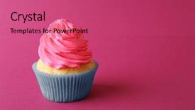  Presentation with pink birthday - PPT layouts enhanced with birthday cupcake on pink background background and a coral colored foreground