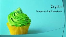  Presentation with birthday cake cupcake - Presentation design enhanced with birthday cupcake on turquoise background background and a arctic colored foreground