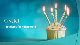  Presentation with turquoise - Amazing PPT layouts having birthday-cupcake-on-turquoise-blue backdrop and a teal colored foreground