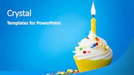  Presentation with cupcake - PPT theme featuring birthday cupcake with a single background and a light gray colored foreground