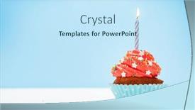  Presentation with birthday greetings - Cool new slide deck with birthday-cupcake-with-burning-candle backdrop and a sky blue colored foreground
