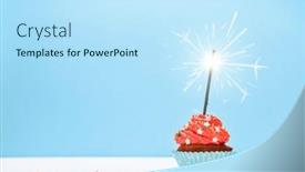  Presentation with birthday greetings - Presentation design consisting of birthday-cupcake-with-burning-sparkler background and a sky blue colored foreground