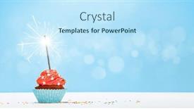 Presentation with birthday greetings - Amazing slide set having birthday-cupcake-with-burning-sparkler backdrop and a sky blue colored foreground