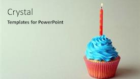  Presentation with birthday - Audience pleasing slide deck consisting of birthday cupcake with candle on color background backdrop and a soft green colored foreground