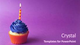  Presentation with birthday - Presentation theme with birthday cupcake with candle background and a violet colored foreground