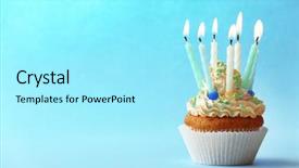 Presentation with cupcake - Slide set with birthday cupcake with candles background and a arctic colored foreground
