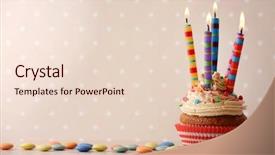  Presentation with cupcake - Presentation theme featuring birthday cupcake with candles background and a lemonade colored foreground