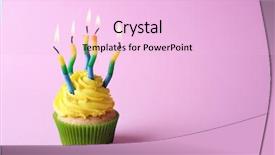  Presentation with pink birthday - Amazing PPT layouts having birthday cupcake with candles on light pink background backdrop and a lemonade colored foreground
