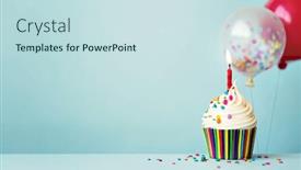  Presentation with cupcake - Slide set featuring birthday-cupcake-with-colorful-balloons background and a sky blue colored foreground