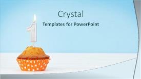  Presentation with birthday greetings - PPT layouts enhanced with birthday-cupcake-with-number-one background and a sky blue colored foreground