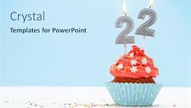  Presentation with birthday greetings - Audience pleasing slide deck consisting of birthday-cupcake-with-number-twenty backdrop and a cool aqua colored foreground