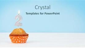  Presentation with birthday greetings - Slide deck with birthday-cupcake-with-number-two background and a sky blue colored foreground