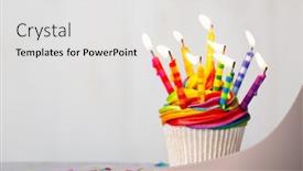  Presentation with birthday - Amazing presentation theme having birthday-cupcake-with-rainbow-frosting backdrop and a light gray colored foreground