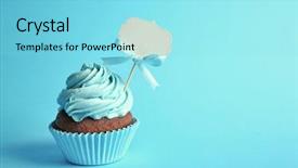  Presentation with cupcake - PPT theme featuring birthday cupcake with space background and a arctic colored foreground
