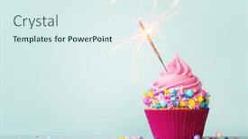  Presentation with sprinkles - Beautiful PPT theme featuring birthday-cupcake-with-sparkler backdrop and a sky blue colored foreground