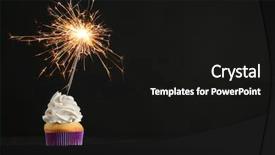  Presentation with cupcake - Slide deck featuring birthday cupcake with sparkler background and a black colored foreground