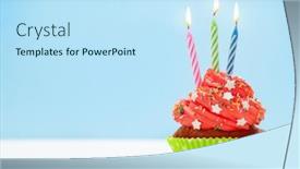  Presentation with birthday greetings - Slide set featuring birthday-cupcake-with-three-burning background and a sky blue colored foreground