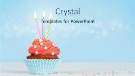  Presentation with birthday greetings - Slide set featuring birthday-cupcake-with-three-burning background and a sky blue colored foreground