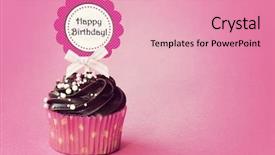  Presentation with cupcake - Beautiful presentation theme featuring birthday cupcake backdrop and a coral colored foreground